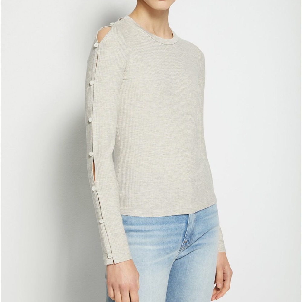 Jonathan Simkhai Robbed Button Sleeves Crew Neck - image 2